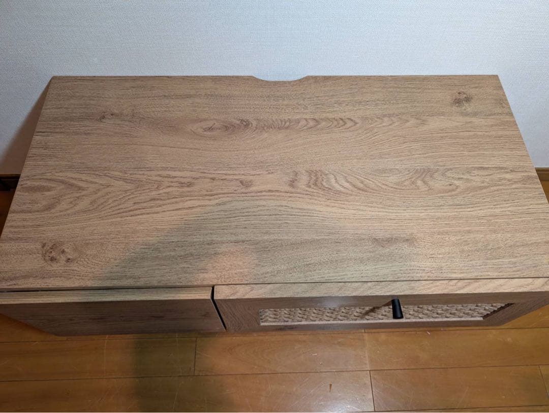 ■送料込■LOWYA ラタン調 木製テレビボード TV台 ラック机ローデスク収納