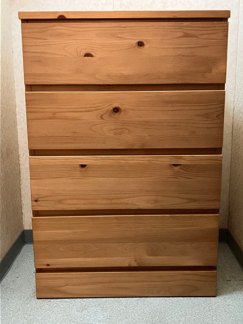 【無印良品】パイン材チェスト４段　優しい木目