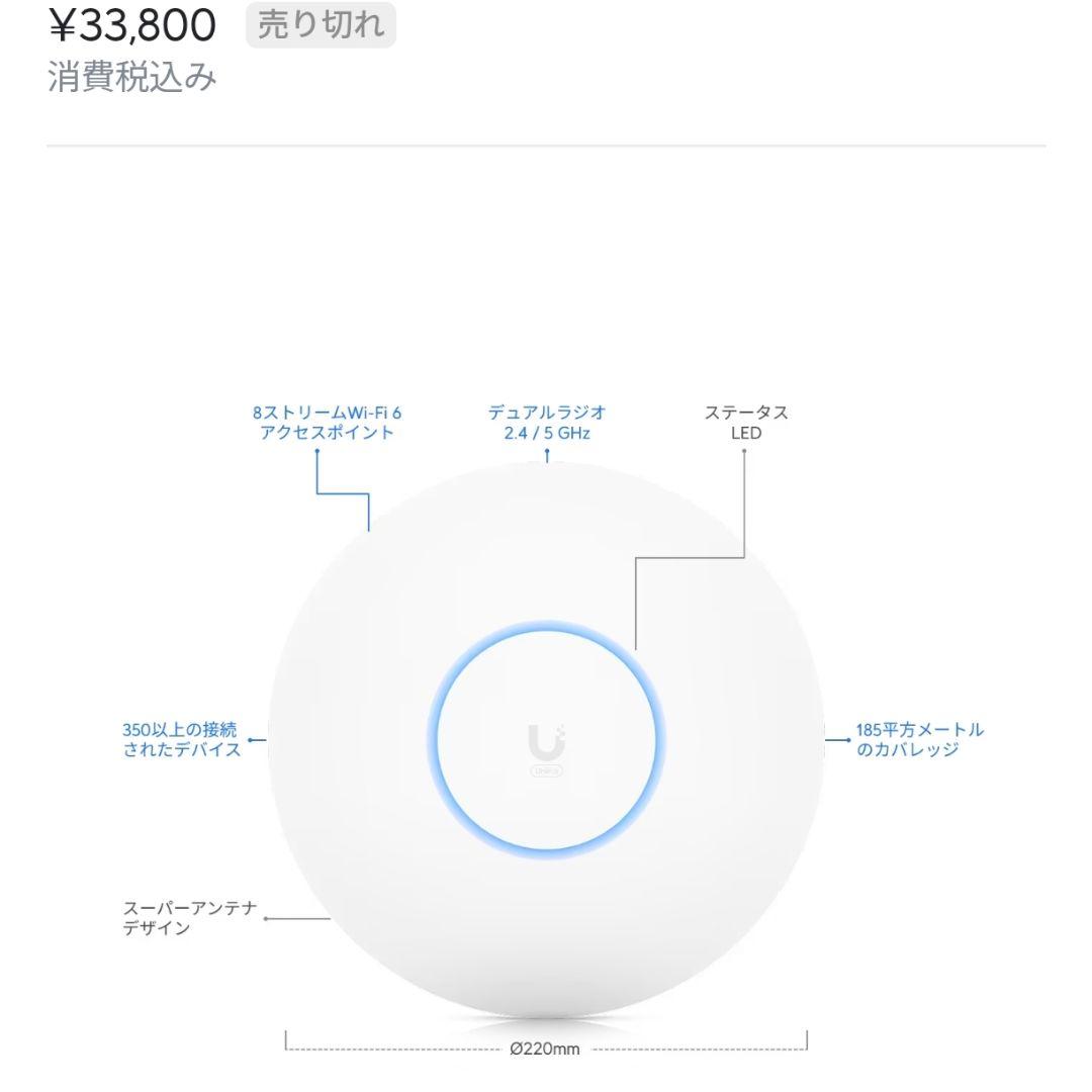 UniFi 6 Long-Range AP (U6-LR) Wi-Fiルーター