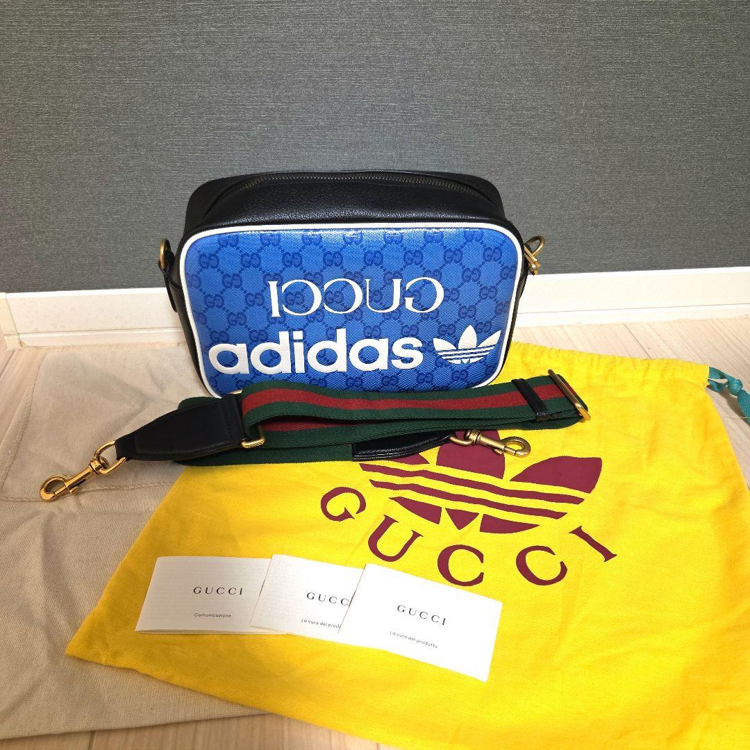 GUCCI adidas ショルダーバッグ 青