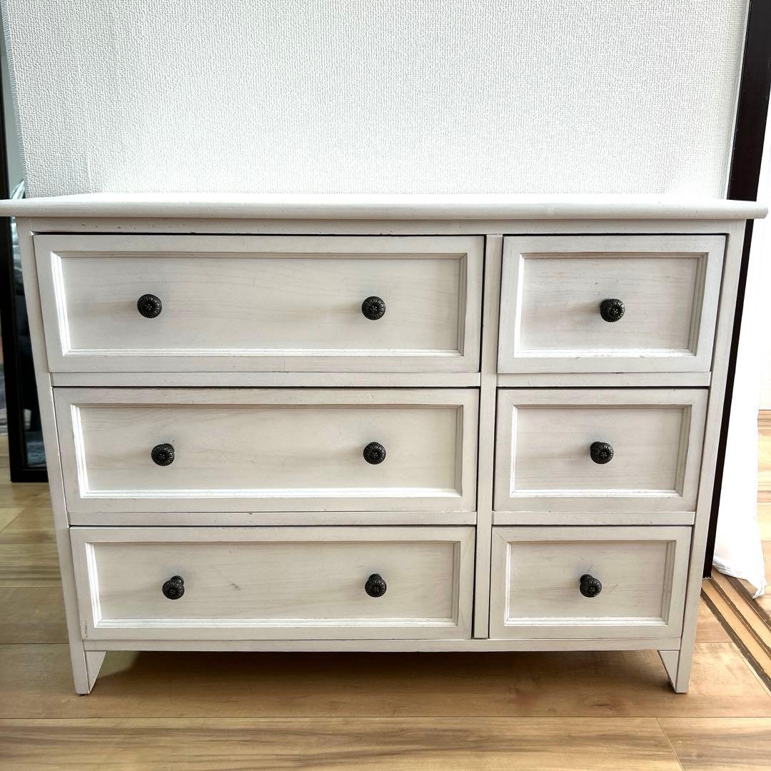 シャビーウッドファニチャー ローチェスト アンティークホワイト