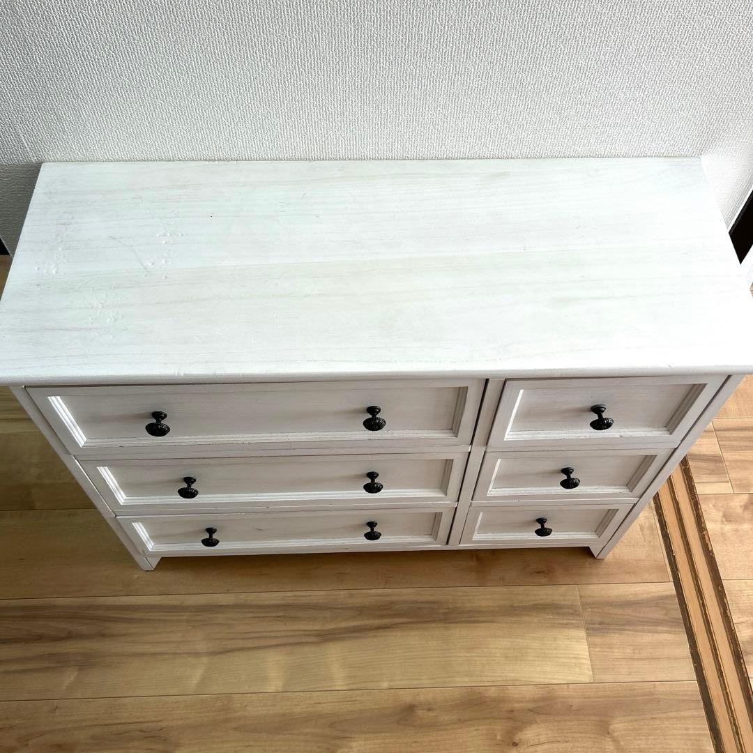 シャビーウッドファニチャー ローチェスト アンティークホワイト