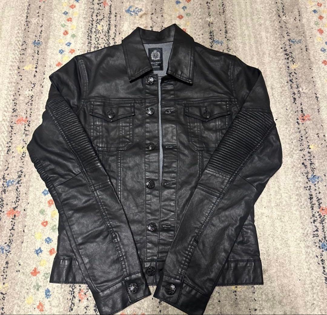 [希少]00's WILD PARTY コーティングデニムジャケット　ブラック