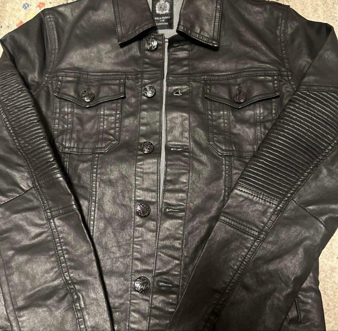 [希少]00's WILD PARTY コーティングデニムジャケット　ブラック
