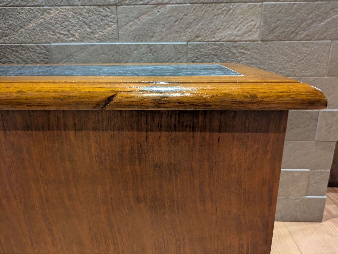 アンティーク ローチェスト 天然木 大理石トップ 3段チェスト サイドテーブル