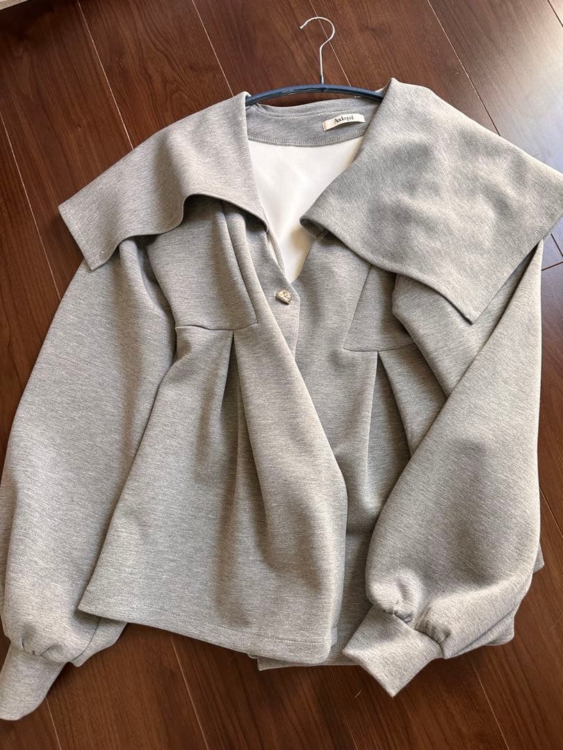 トップス Andequal big collar peplum sweat / Gray