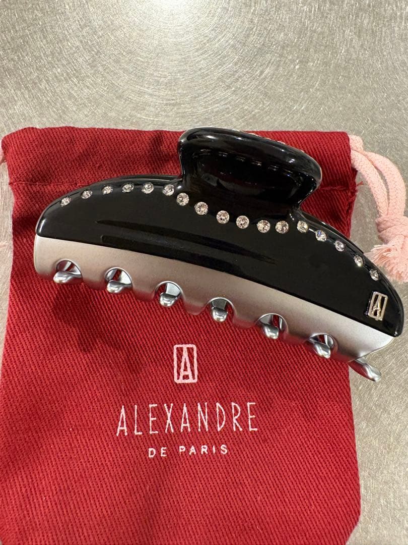 ALEXANDRE DE PARIS ヘアクリップ 黒ブラックシルバー