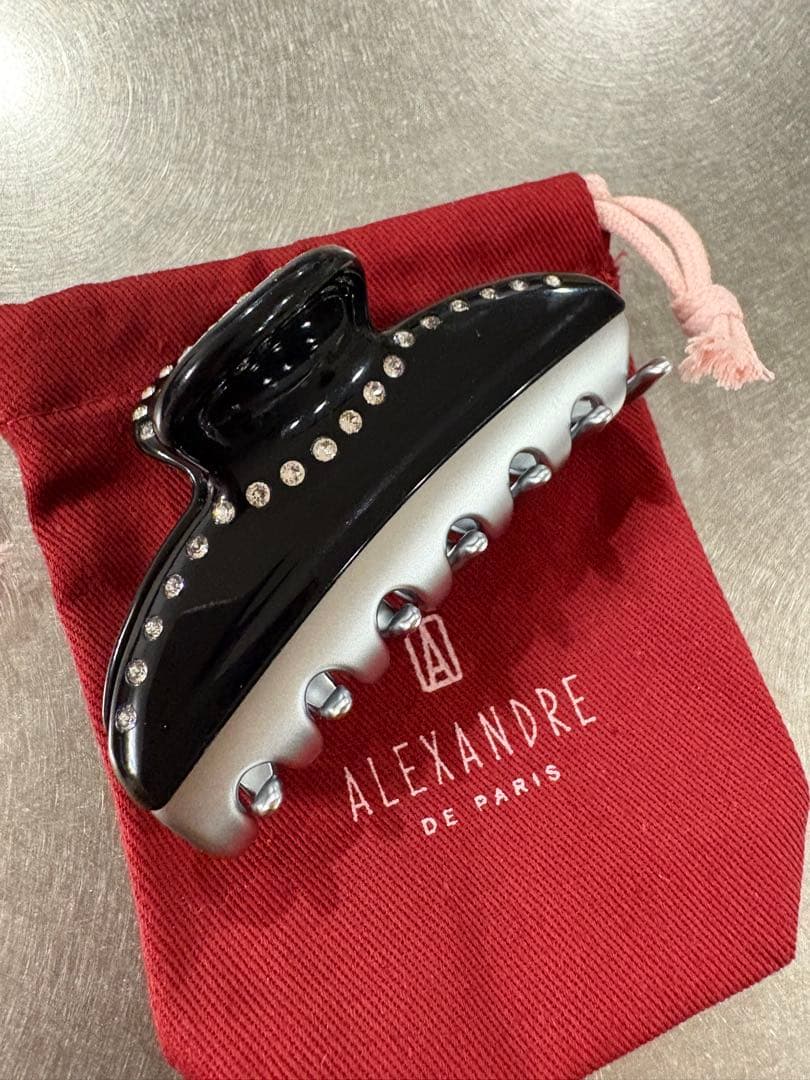 ALEXANDRE DE PARIS ヘアクリップ 黒ブラックシルバー