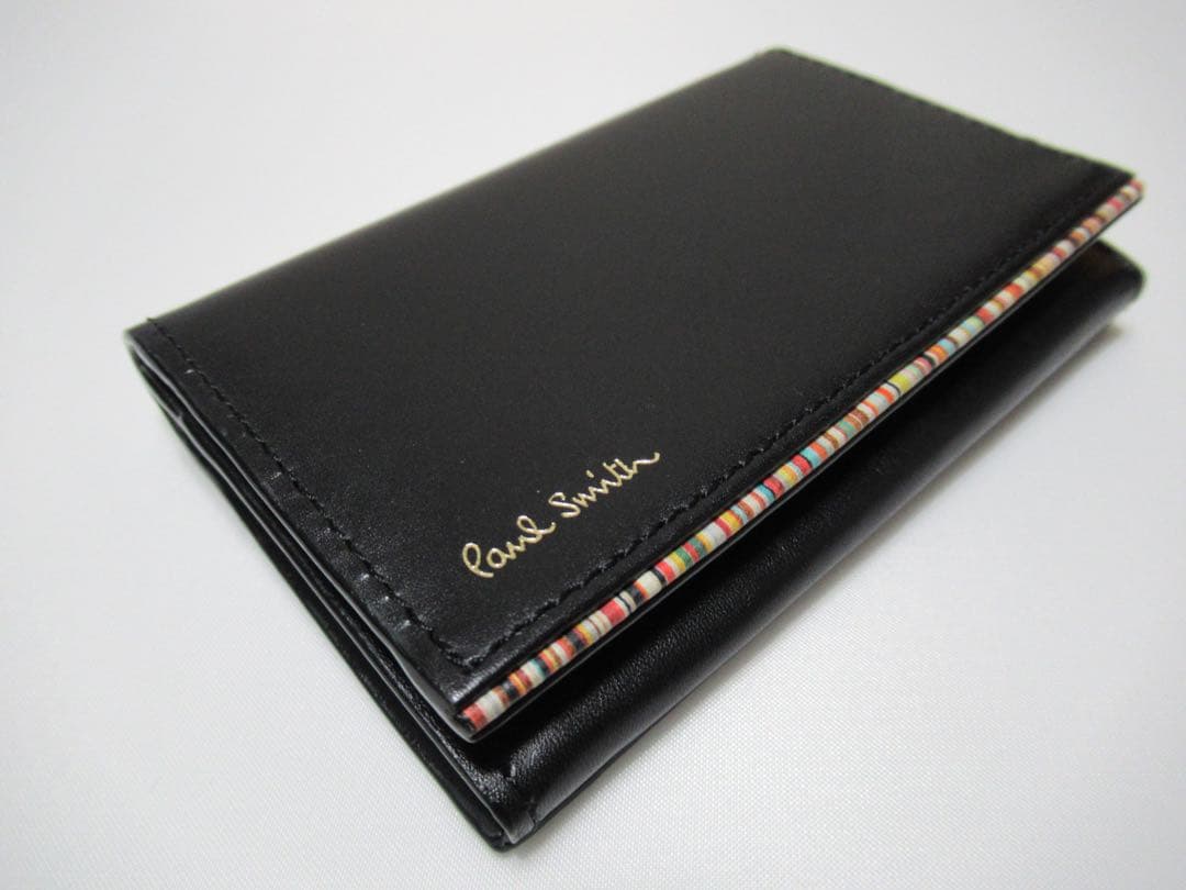 ポールスミス 新品訳あり！マルチストライプポイント牛革名刺入れ カードケース