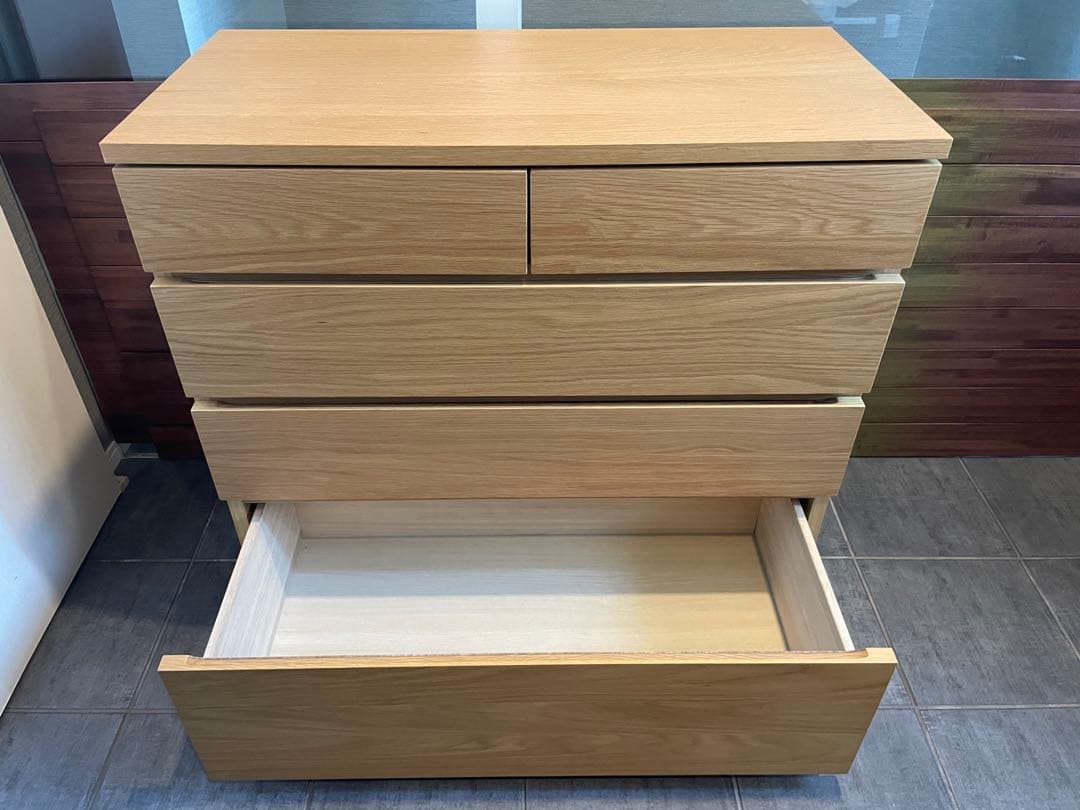 U-shin　超美品■MUJI/無印良品 オーク材 木製チェスト/4段引出