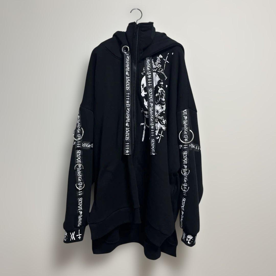 美品❗️ SEX POT セックスポット パーカー フーディ 黒 スカル ジップ