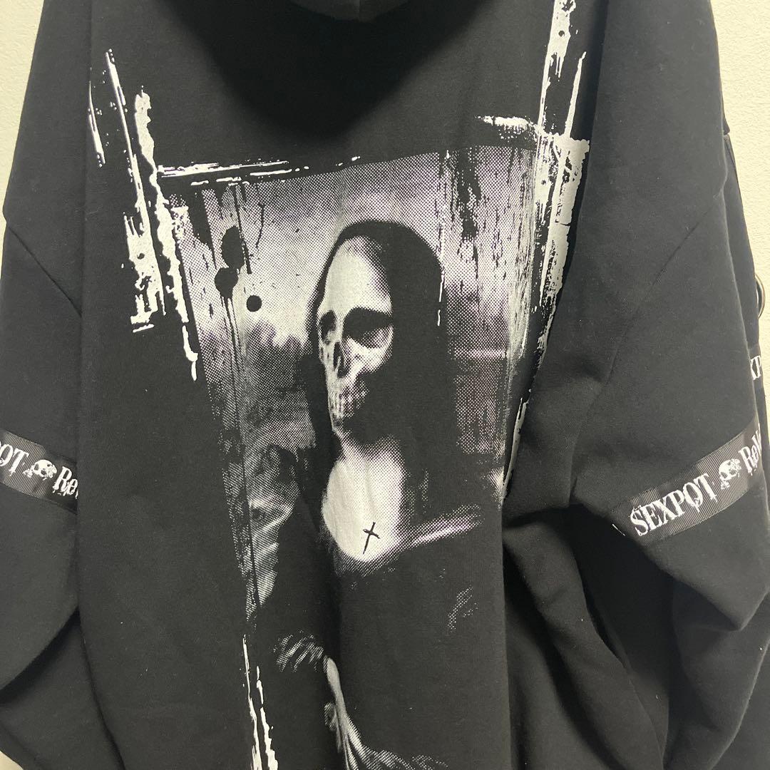 美品❗️ SEX POT セックスポット パーカー フーディ 黒 スカル ジップ