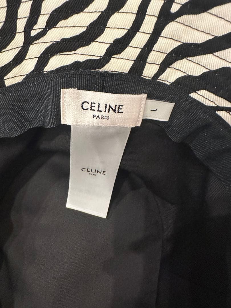 セリーヌ　CELINE バケットハット　ゼブラ　L