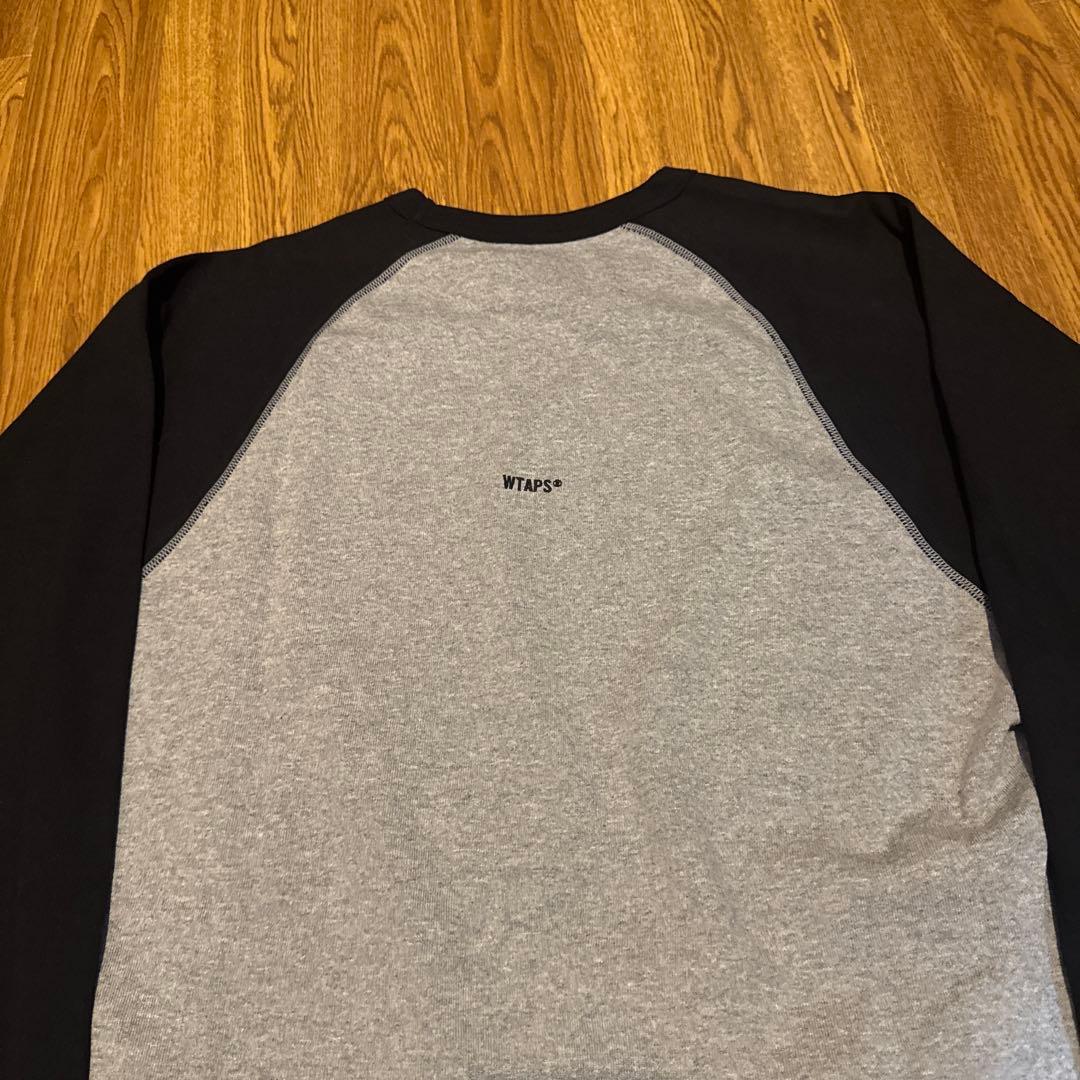 WTAPS ラグランスリーブ長袖Tシャツ グレー/ブラック Lsize