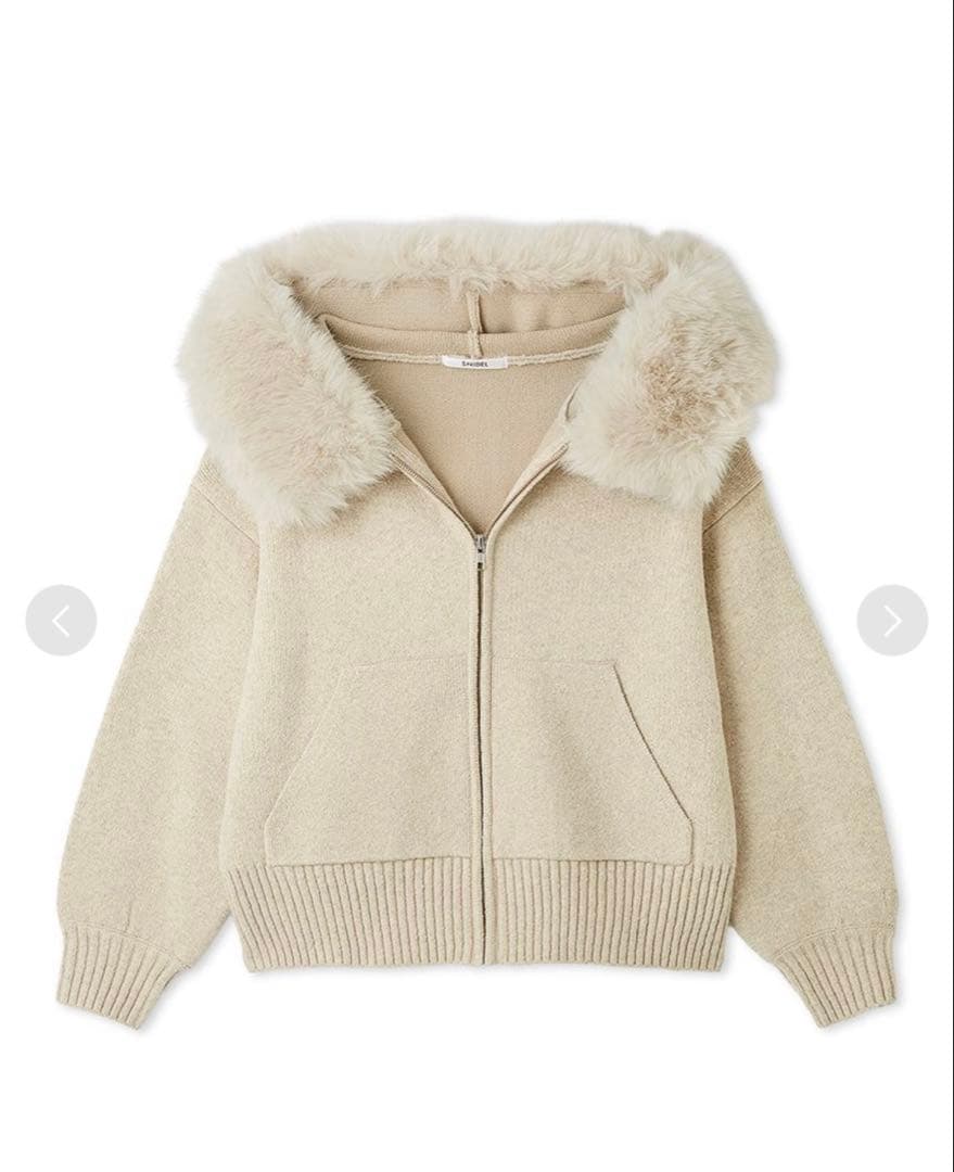 【完売品】スナイデル ファーフードパーカー ライトベージュ1 (Mサイズ)