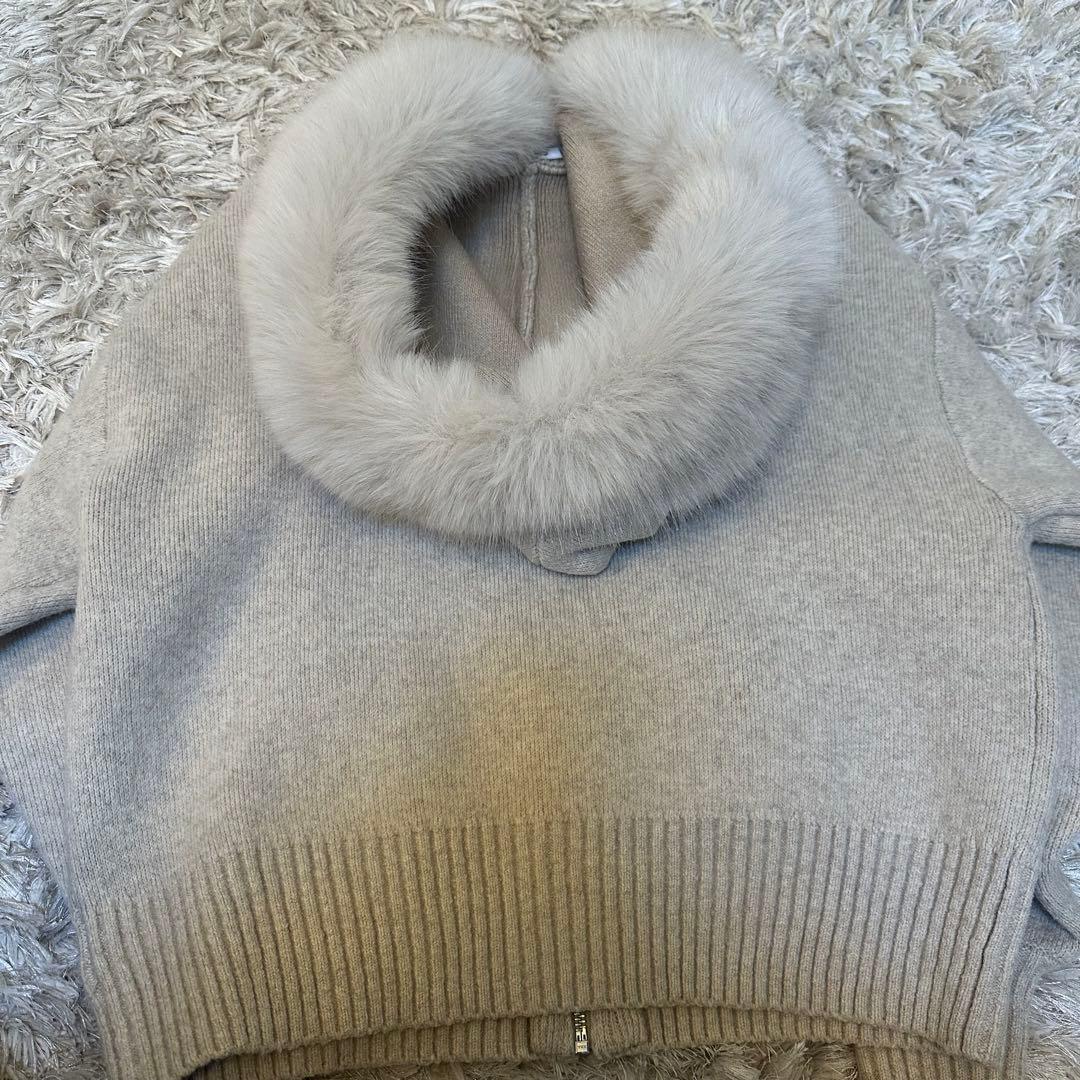 【完売品】スナイデル ファーフードパーカー ライトベージュ1 (Mサイズ)