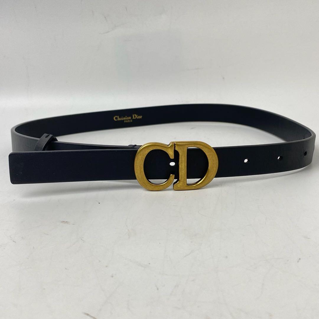 箱付き　Dior ディオール　ベルト CD ロゴ　バックルベルト　レザー　黒