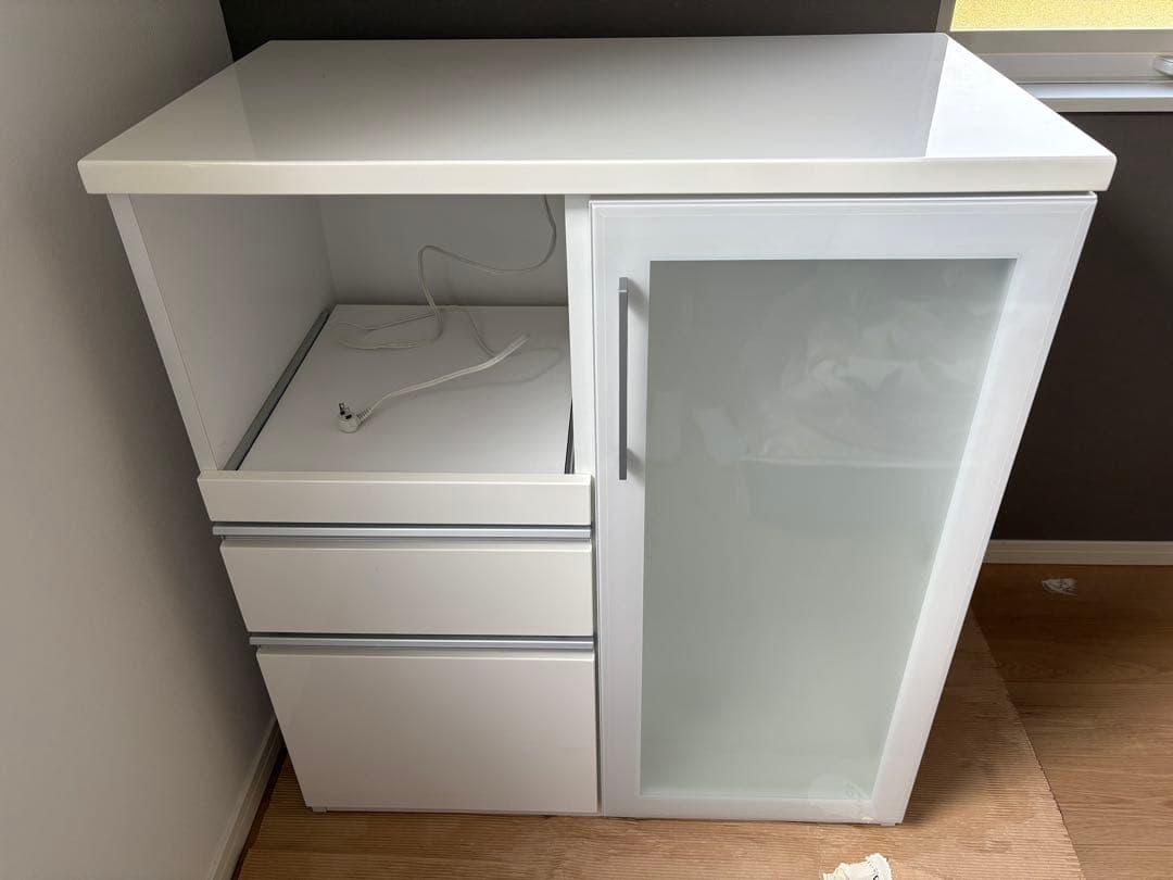 ニトリ・キッチンカウンター・食器棚、木製レンジボード