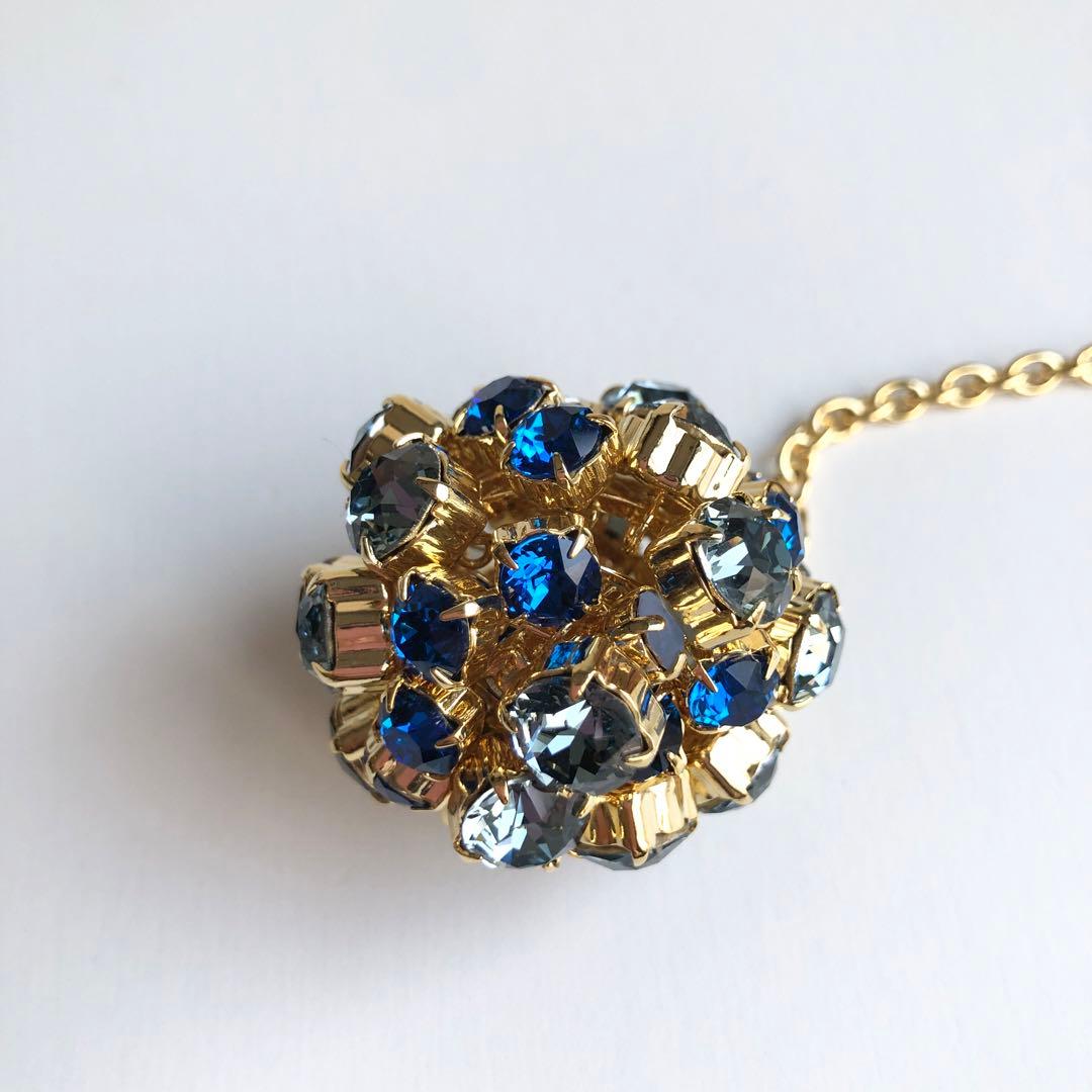 新品 A.D.M.J. スワロフスキー クリスタル ボール チャーム ゴールド