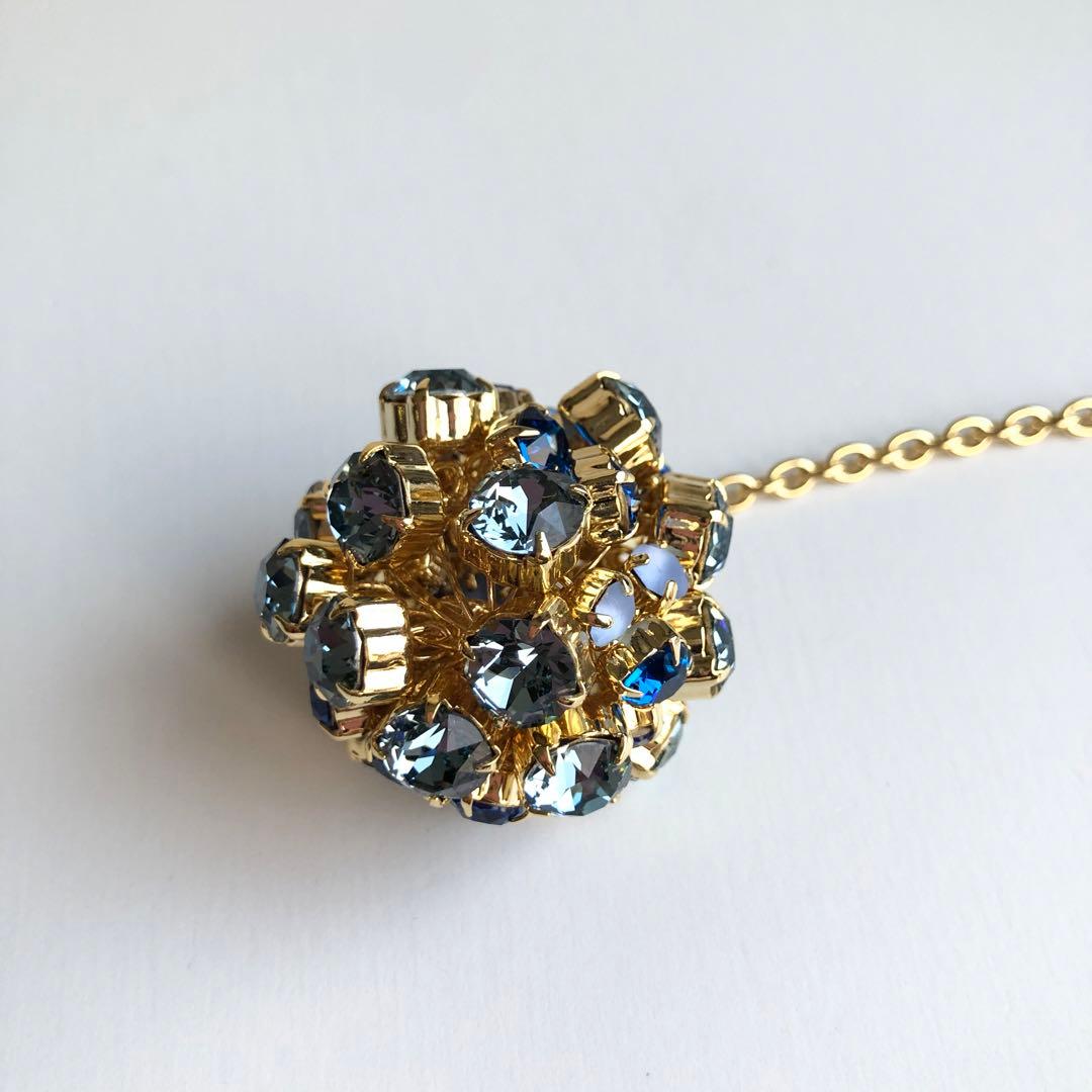 新品 A.D.M.J. スワロフスキー クリスタル ボール チャーム ゴールド