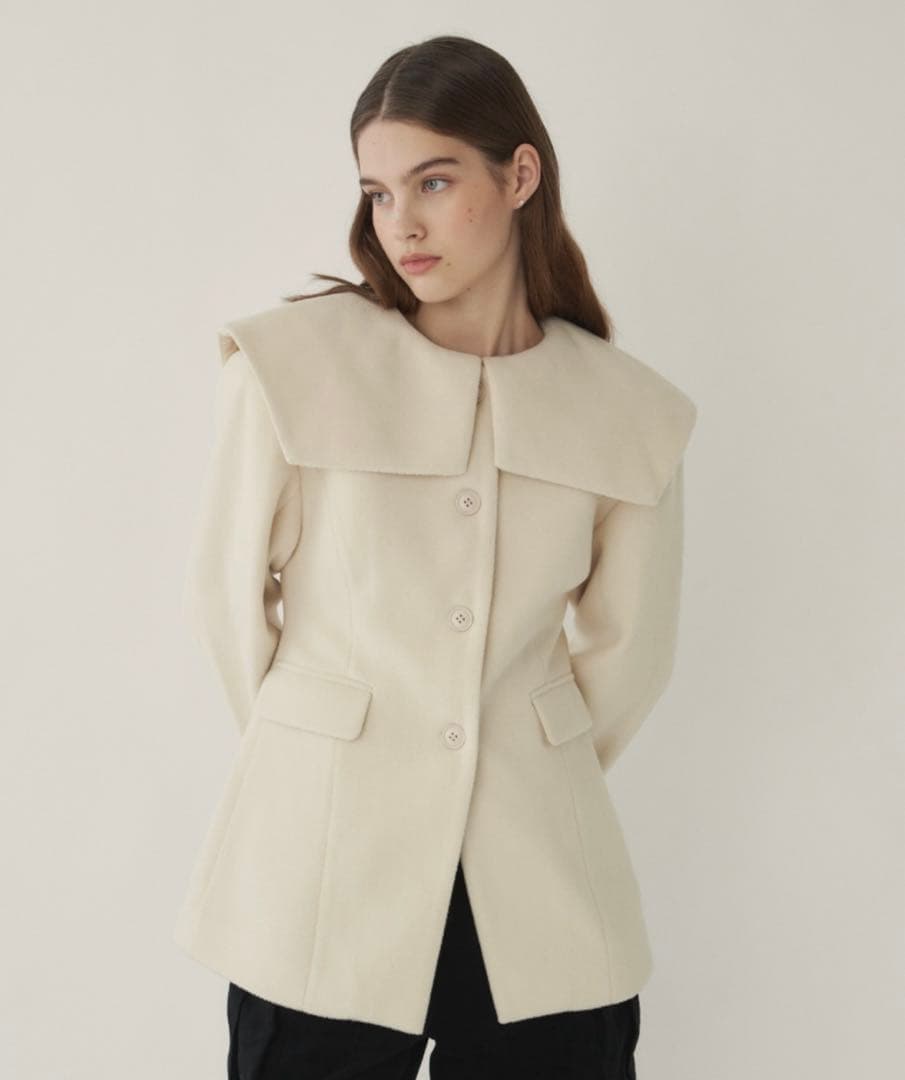 GIUNON ビッグカラーコート アイボリー