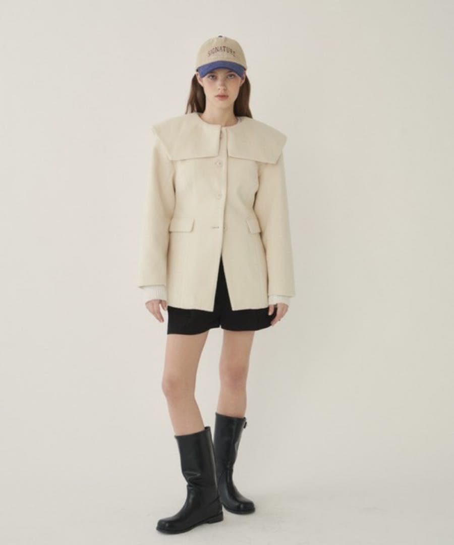 GIUNON ビッグカラーコート アイボリー