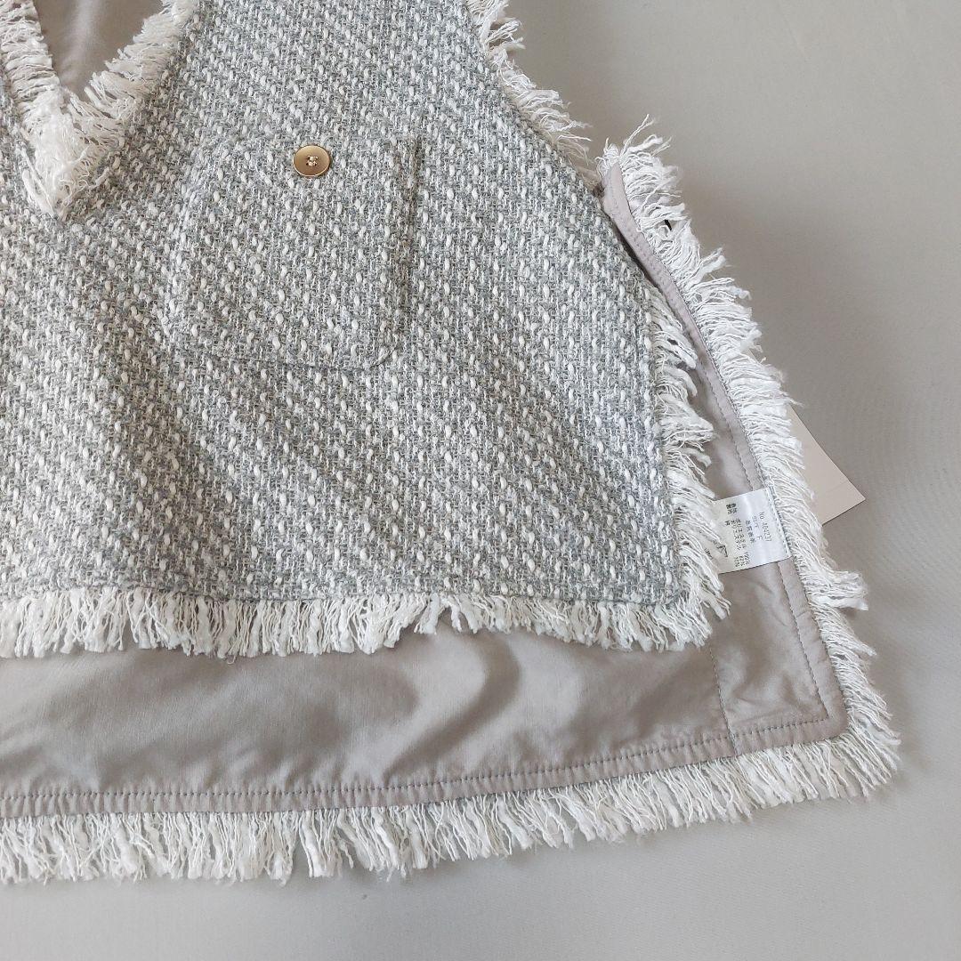 【未使用タグ付】Vin ヴァン ゴールドボタンツイードベスト フリンジ ヤマダヤ