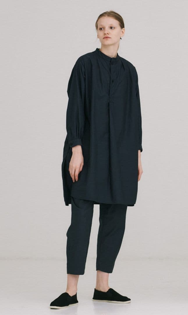 タグ有YAECA LDKWARE スモックドレス墨紺