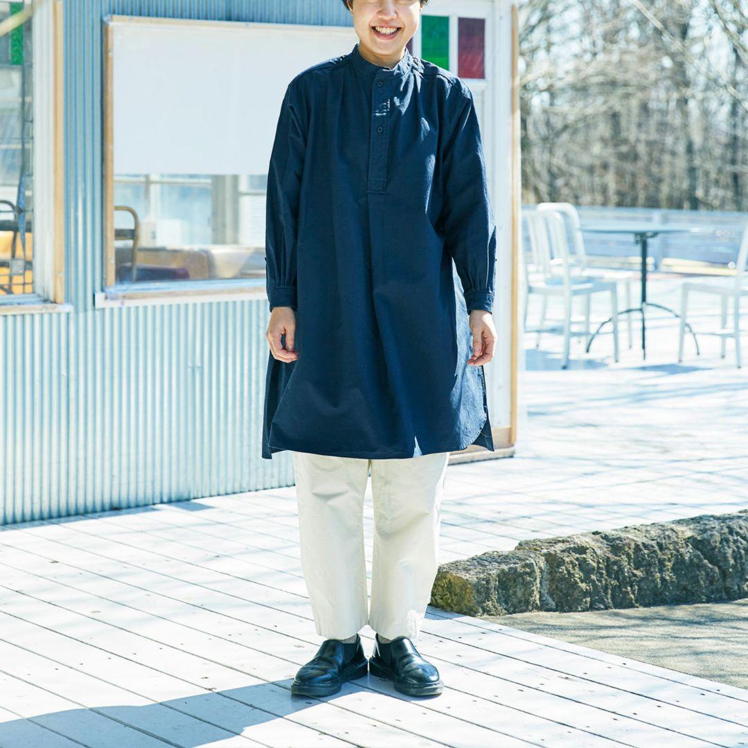 タグ有YAECA LDKWARE スモックドレス墨紺