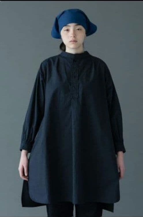 タグ有YAECA LDKWARE スモックドレス墨紺