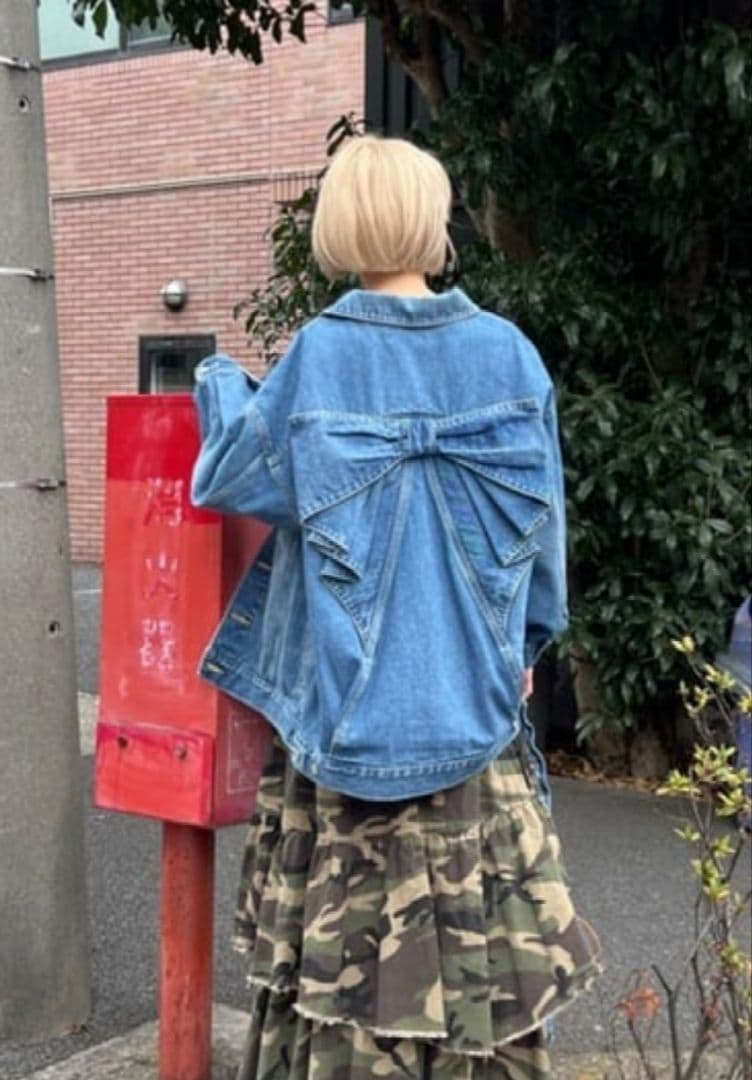 ロデオクラウンズ ビックリボンデニムジャケット