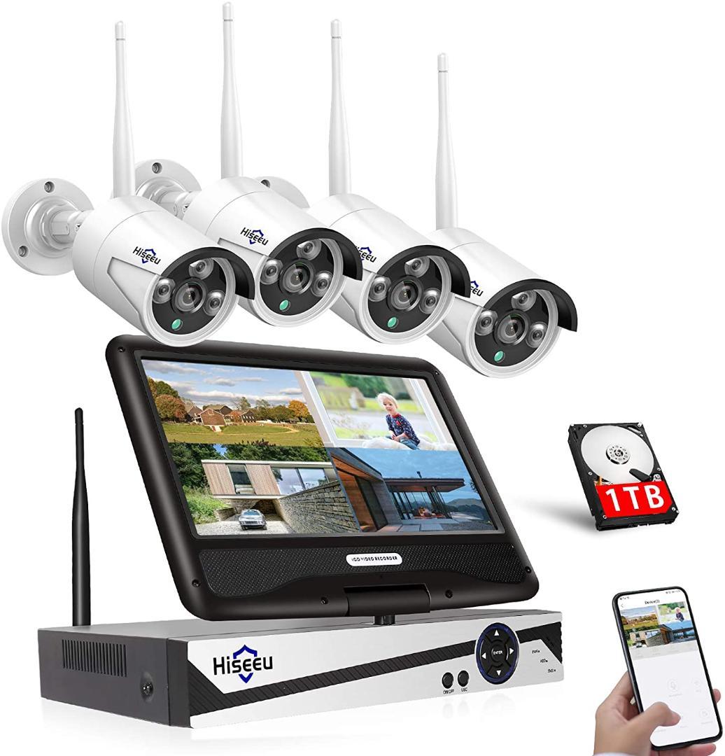 【Aランク】モニター付き 1TBHDD内蔵NVR 500万画素カメラ4台セット