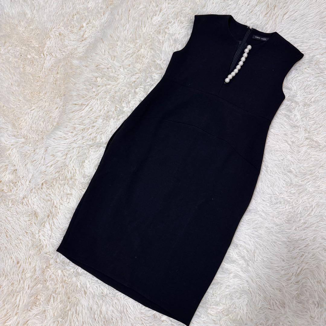 美品　YOKOCHAN パールスリットワンピース　20年モデル　36 黒