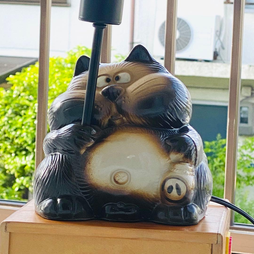 さ*き様 昭和レトロ 希少 松下電工 信楽焼たぬきランプ 縁起物 商売繁盛 ヴィ