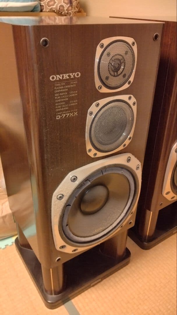 【引取限定】ONKYO D-77XX フロア型スピーカー 専用台付きジャンク