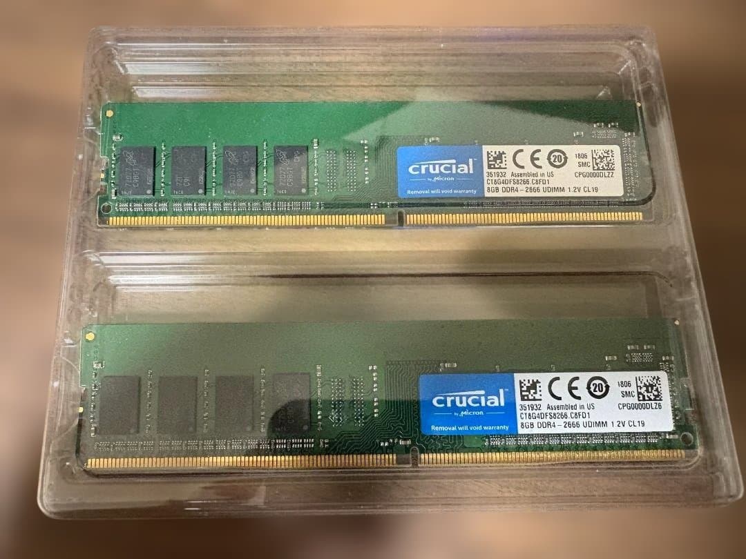 crucial DDR4 2666MHz 8GB×2枚 16GB