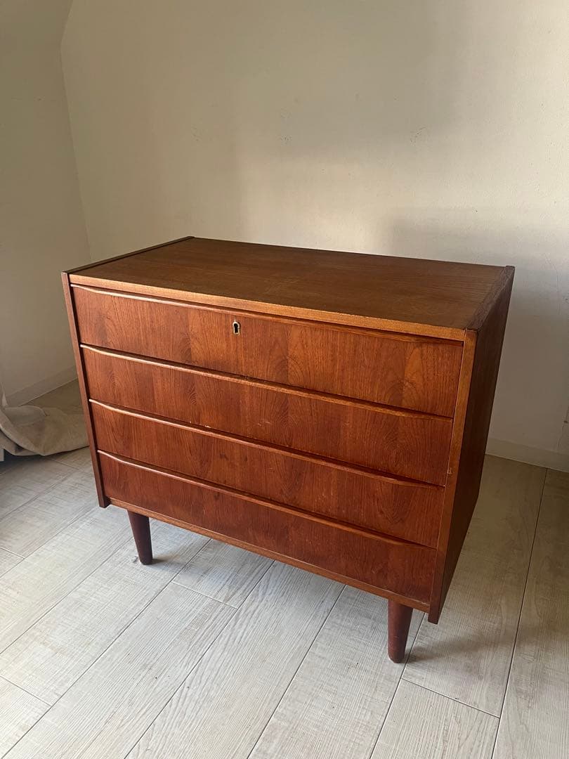 60-70年代 北欧 ビンテージ デンマーク製 4段 チェスト チーク