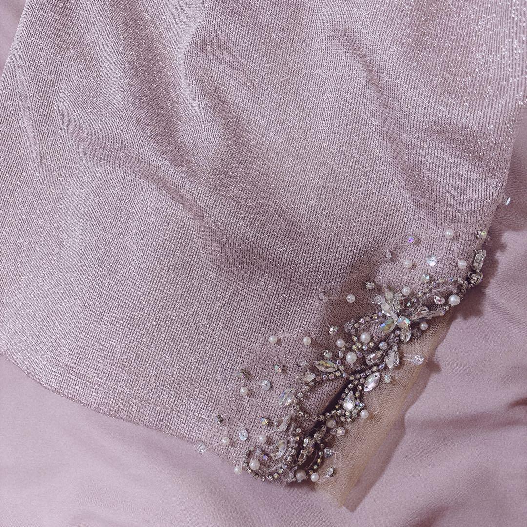 エンジェルR ラメ ビジュー付き タイトドレス