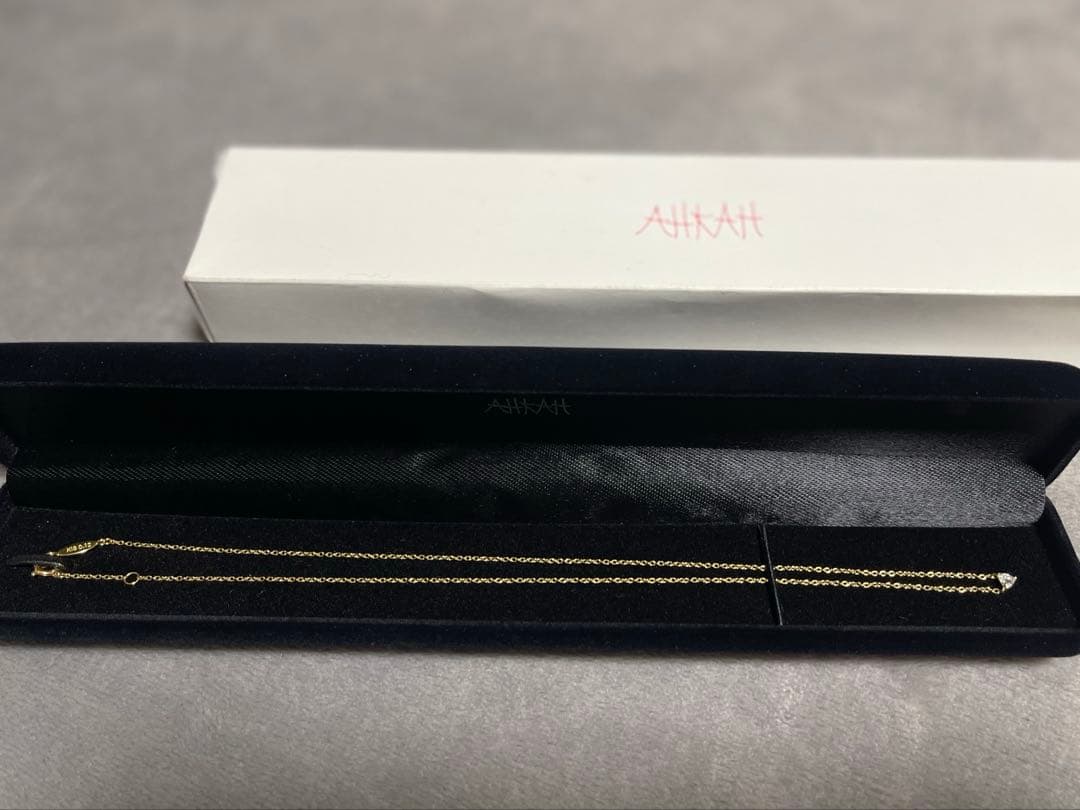 ■■廃盤希少■■AHKHA ハート型一粒ダイヤモンドネックレス♡K18