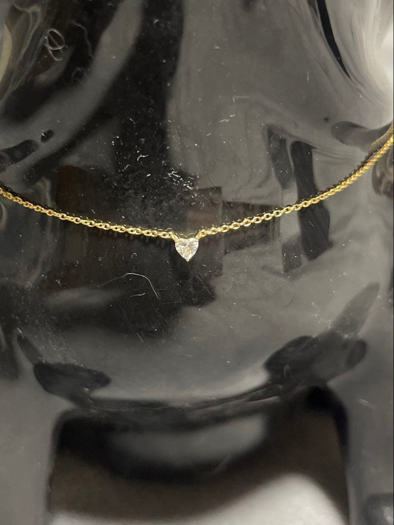 ■■廃盤希少■■AHKHA ハート型一粒ダイヤモンドネックレス♡K18