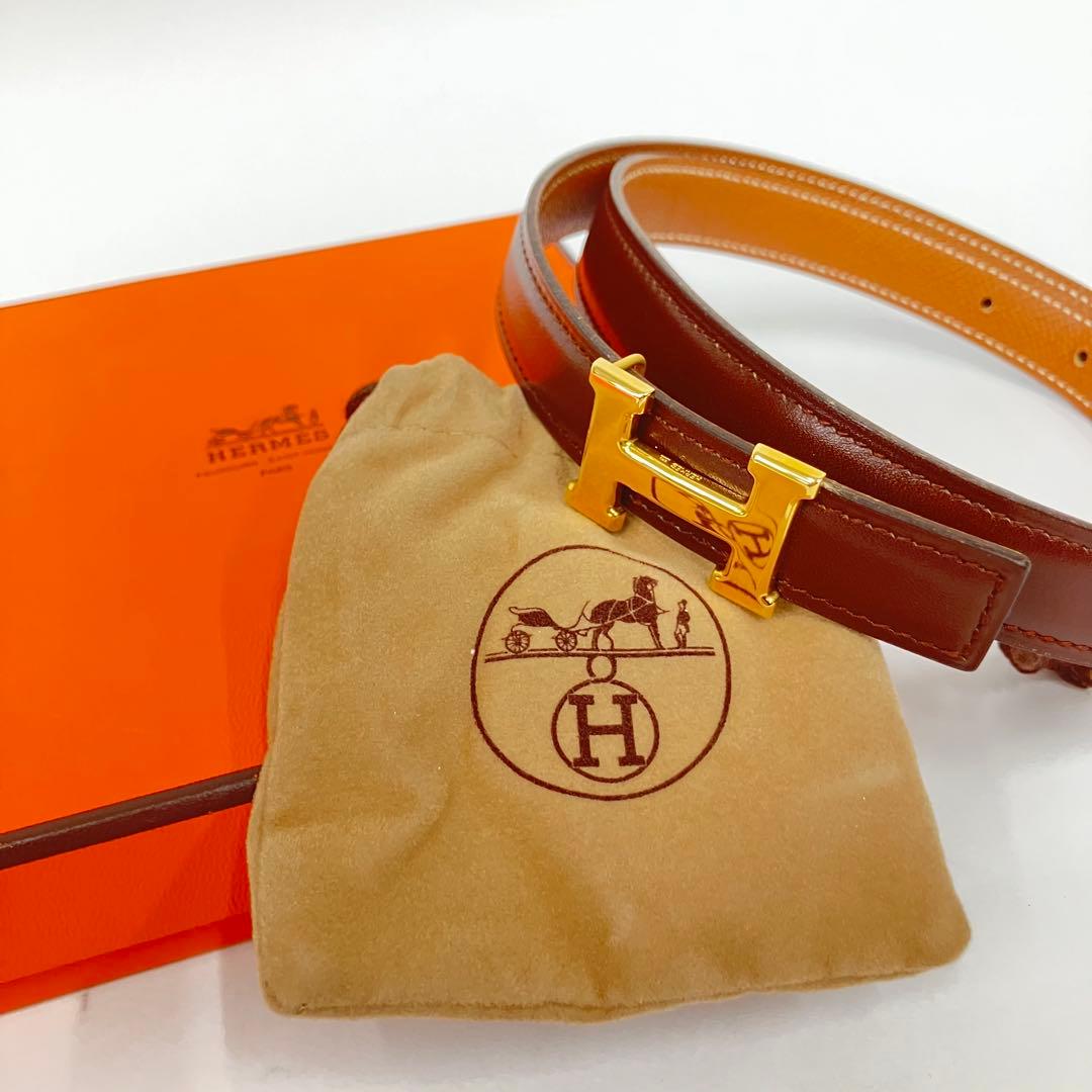 美品 Hermès コンスタンス H型バックル ベルト ブラウン 付属品