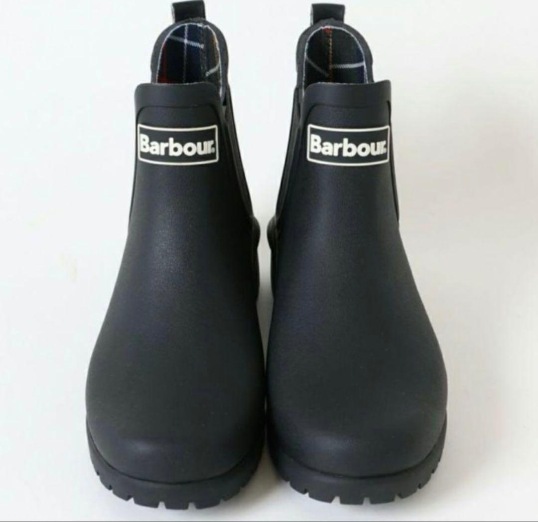 【美品】BARBOUR バブアーサイドゴアレインブーツ24センチ　雨靴