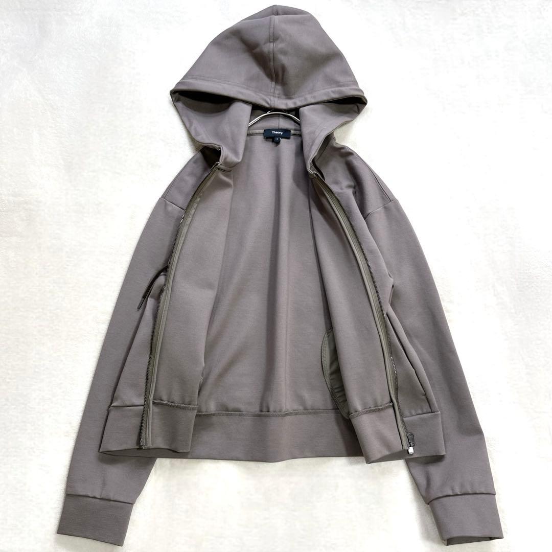 極美品 S セオリー ジップアップパーカー スウェット ジャージー フーディー