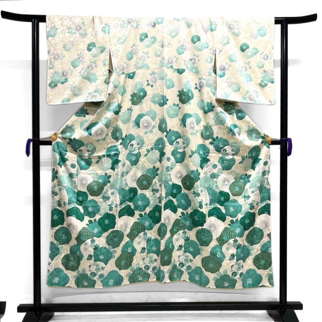 付け下げ　椿　金彩　梅　亀甲　楓　芝草　菊　花地紋　紋無し　着物　102b d