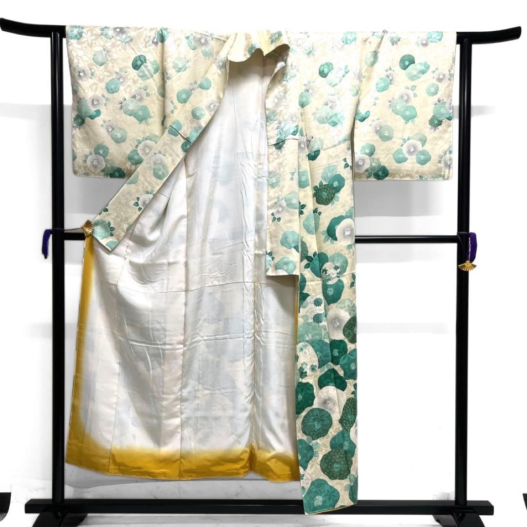 付け下げ　椿　金彩　梅　亀甲　楓　芝草　菊　花地紋　紋無し　着物　102b d