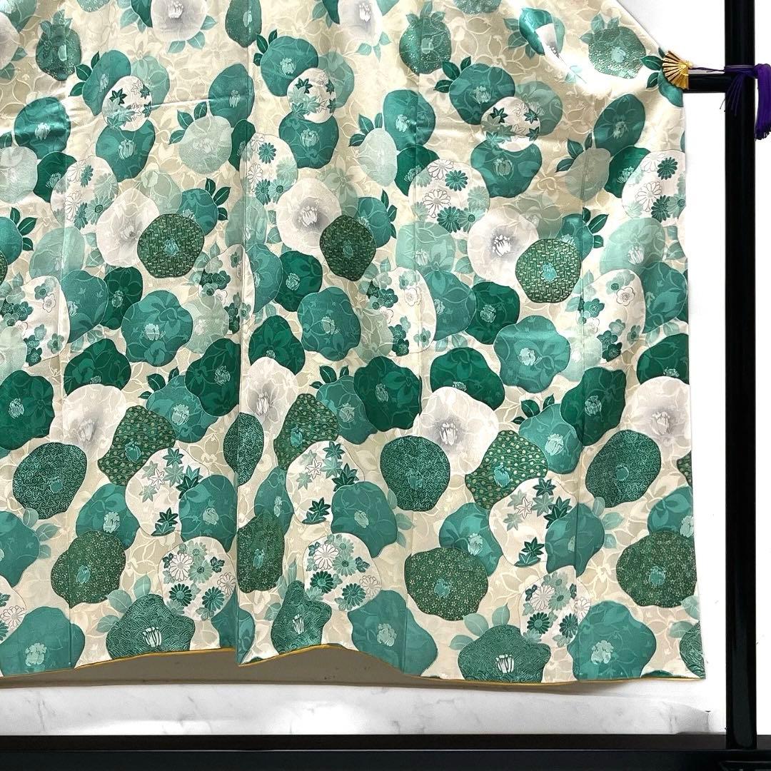 付け下げ　椿　金彩　梅　亀甲　楓　芝草　菊　花地紋　紋無し　着物　102b d