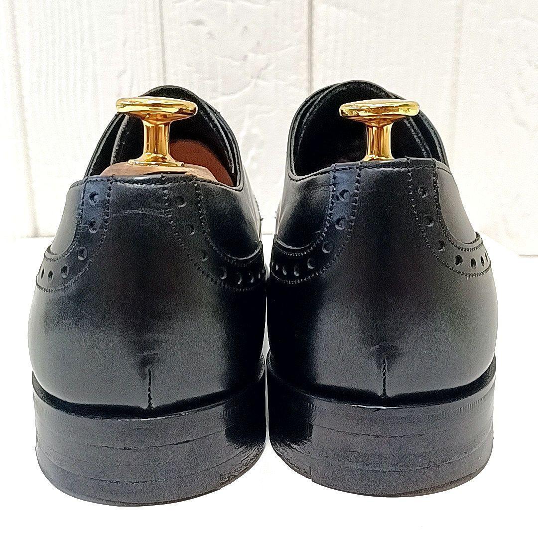 美品★CHEANEY　チーニー　ガラスレザー　外羽根　ストレートチップ　ブラック