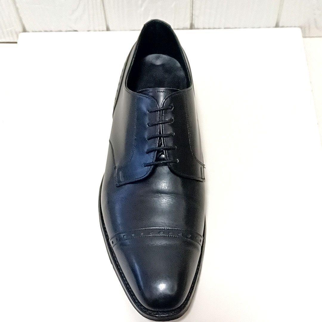 美品★CHEANEY　チーニー　ガラスレザー　外羽根　ストレートチップ　ブラック