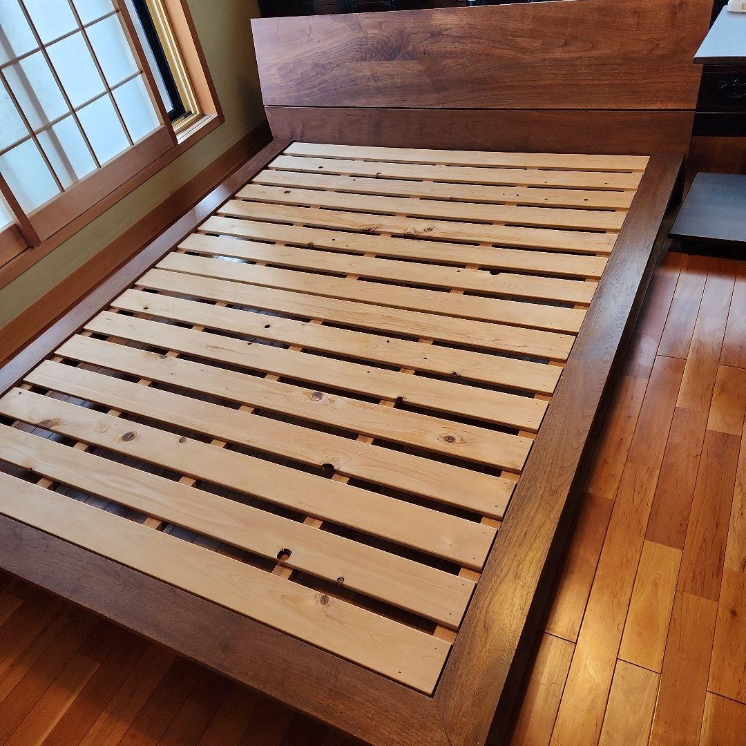 MASTERWAL モアレスベッドフレーム　ワイドダブル　ウオールナット