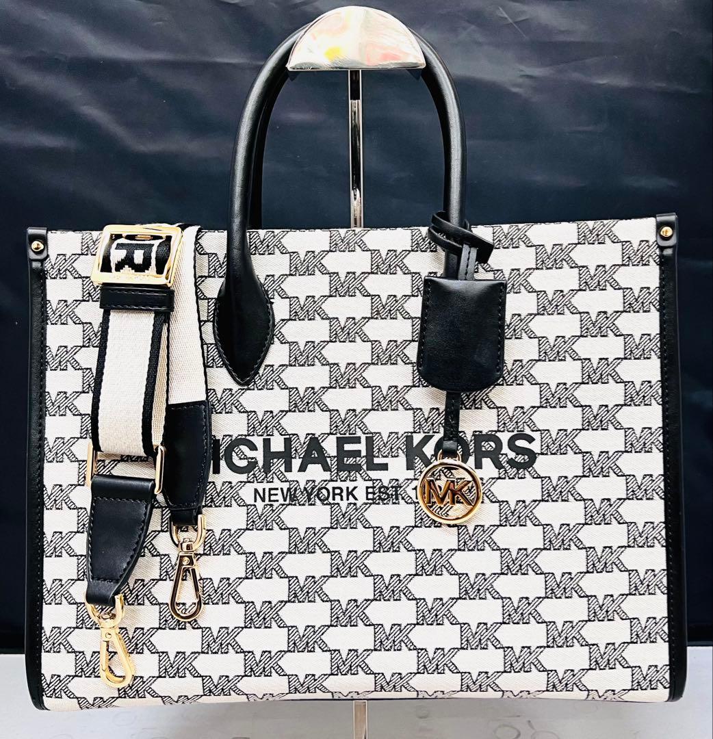 MICHAEL KORS 2WAY トートショルダーバッグ 総柄モノトーン 美品